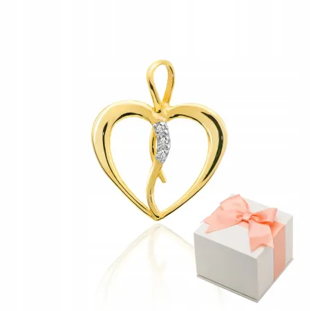 ZAWIESZKA BIAŁE ZŁOTO SERCE DIAMENTY pr 585 