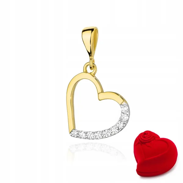 ZŁOTE SERCE 585 DIAMENTY 0,13ct NA PREZENT