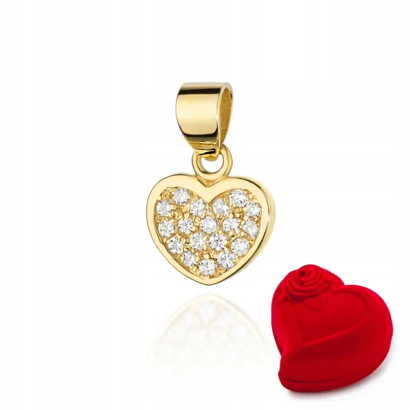ZŁOTA 585 ZAWIESZKA SERCE DIAMENTY NA PREZENT