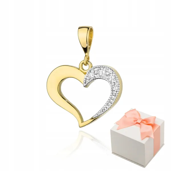 ZŁOTA ZAWIESZKA SERCE DIAMENTY PRÓBA 585