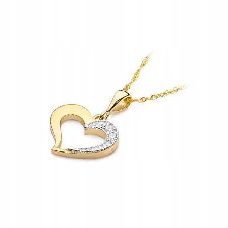 ZŁOTA ZAWIESZKA SERCE DIAMENTY PRÓBA 585