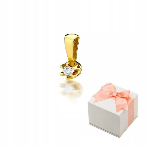 Złota 585 Zawieszka z Brylantem na Prezent