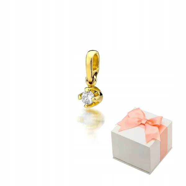 Złota Zawieszka 585 z Brylantem 0,10ct Prezent