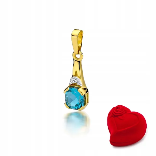 ZŁOTA ZAWIESZKA 585 Z TOPAZEM I BRYLANTEM