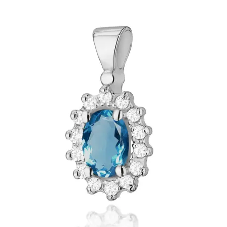 Zawieszka Topaz London Blue Brylanty Białe Złoto