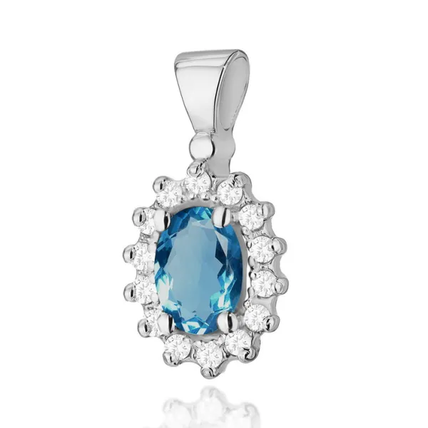 Zawieszka Topaz London Blue Brylanty Białe Złoto