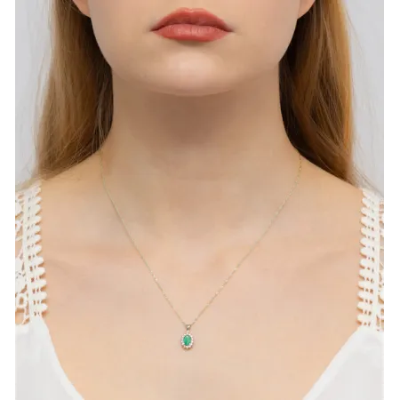 Zawieszka Szmaragd Brylanty Białe Złoto Próba 585