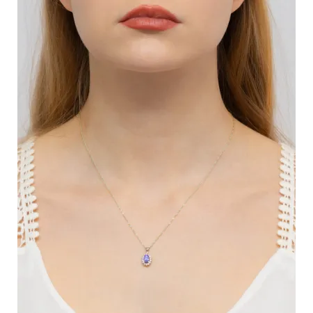 Zawieszka Tanzanit Brylanty Białe Złoto Próba 585
