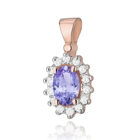 Zawieszka Tanzanit Brylanty Rózowe Złoto Próba 585