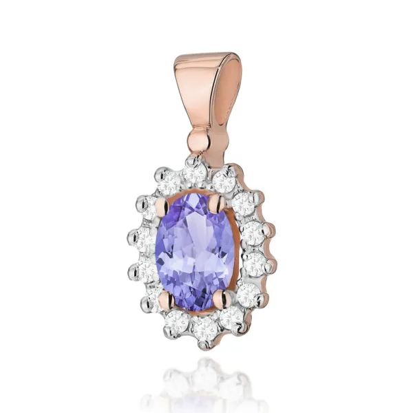 Zawieszka Tanzanit Brylanty Rózowe Złoto Próba 585