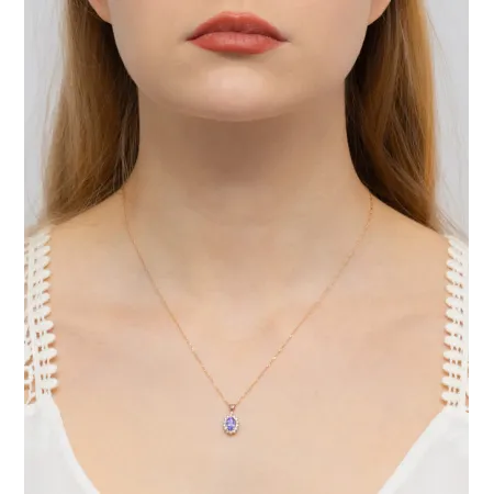 Zawieszka Tanzanit Brylanty Rózowe Złoto Próba 585