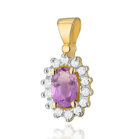 Zawieszka Ametyst Brylanty Próba 585