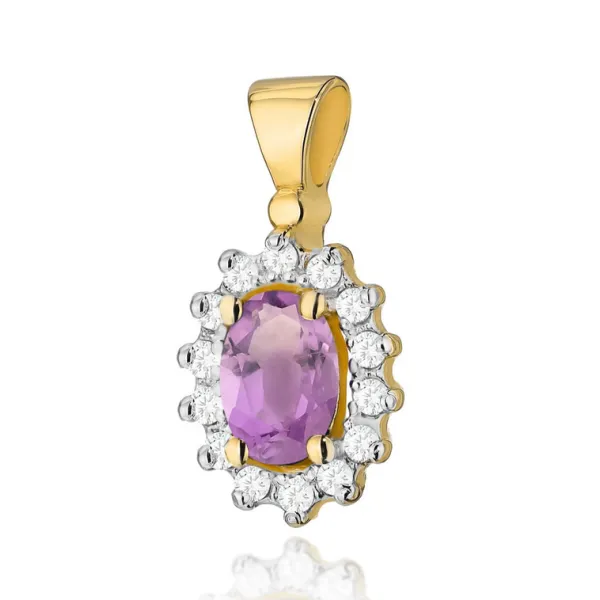 Zawieszka Ametyst Brylanty Próba 585