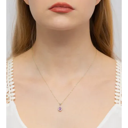 Zawieszka Ametyst Brylanty Białe Złoto Próba 585