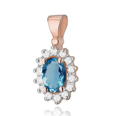 Zawieszka Topaz London Blue Brylanty Różowe Złoto
