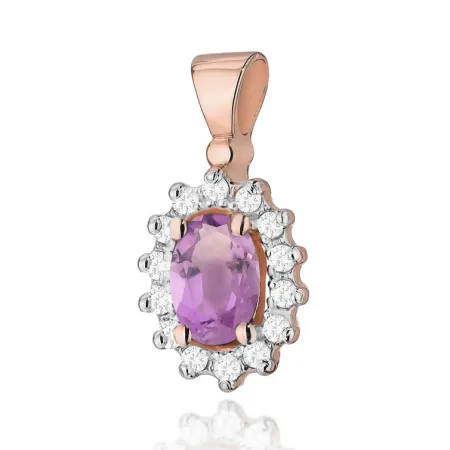 Zawieszka Ametyst Brylanty Różowe Złoto Próba 585