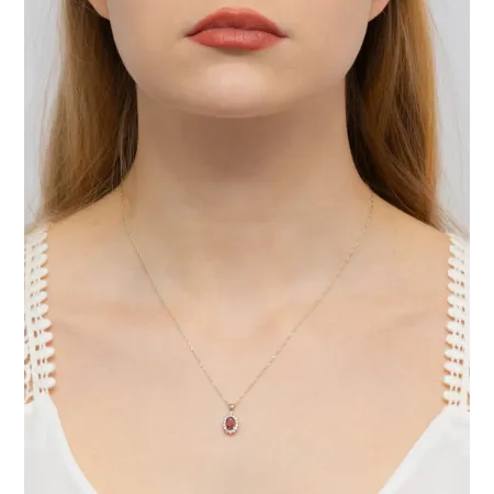 Zawieszka Granat Brylanty Białe Złoto Próba 585