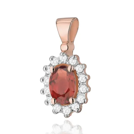 Zawieszka Granat Brylanty Różowe Złoto Próba 585