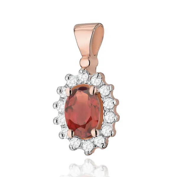 Zawieszka Granat Brylanty Różowe Złoto Próba 585