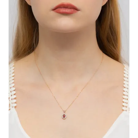 Zawieszka Granat Brylanty Różowe Złoto Próba 585