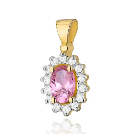 Zawieszka Topaz Różowy Brylanty Próba 585