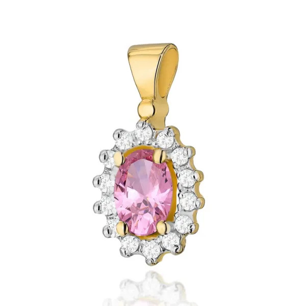 Zawieszka Topaz Różowy Brylanty Próba 585