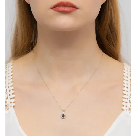 Zawieszka Szafir Brylanty Białe Złoto Próba 585