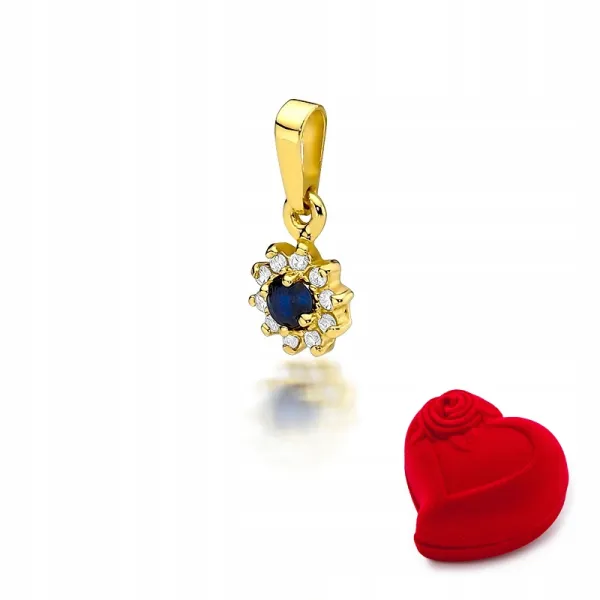 ZŁOTA ZAWIESZKA 585 Z SZAFIREM I BRYLANTAMI