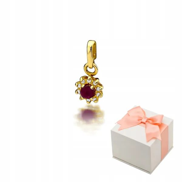 ZŁOTA ZAWIESZKA RUBIN I BRYLANTY PREZENT