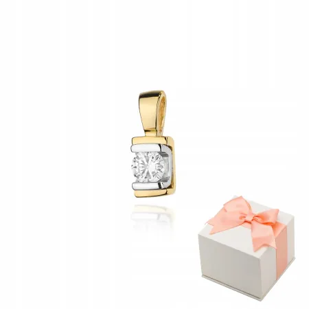 Zawieszka z Brylantem Żółto Białe Złoto 0,10ct