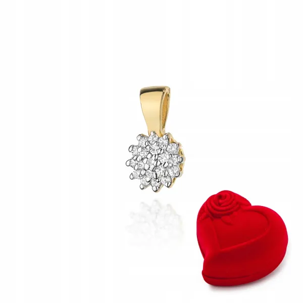 Złota 585 Zawieszka z Brylantami 0,10ct Prezent