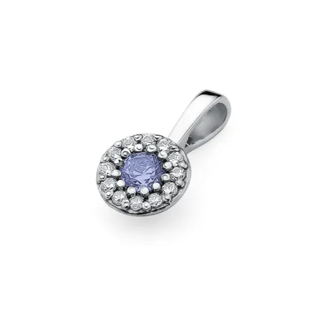 Złota 585 Zawieszka Tanzanit Diamenty na Prezent