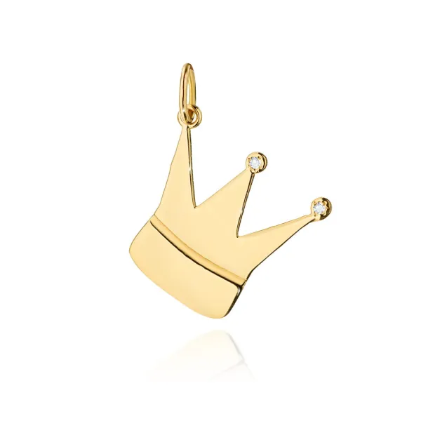 Złota Zawieszka Korona Diamenty pr 585