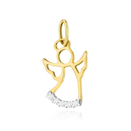 Złota Zawieszka Aniołek Brylanty na Prezent pr 585