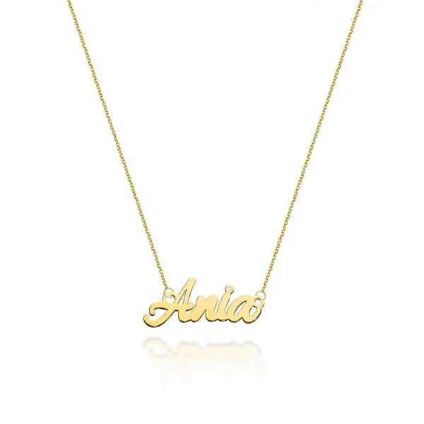 Złoty Naszyjnik 585 Celebrytka Imię Ania Brylant