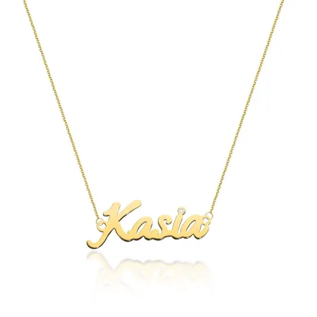 Złoty Naszyjnik 585 Celebrytka Imię Kasia Brylant