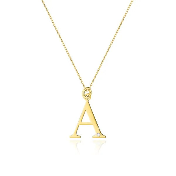 Złoty Łańcuszek z Literką A Brylant pr 585