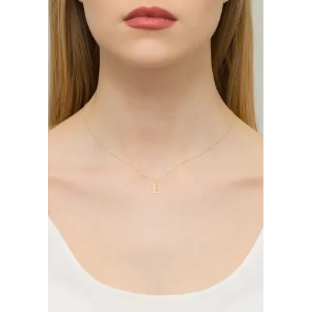 Złoty Łańcuszek z Literką E Brylant pr 585