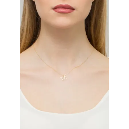Złoty Łańcuszek z Literką M Brylant pr 585