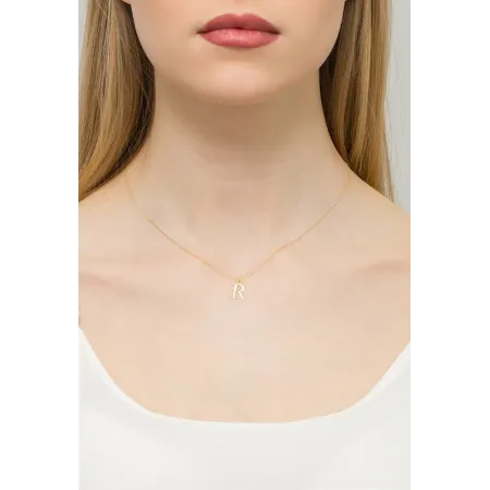 Złoty Łańcuszek z Literką R Brylant pr 585