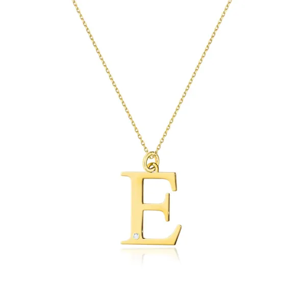 Złoty pr 585 Łańcuszek z Dużą Literką E Brylant