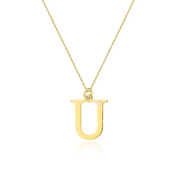 Złoty Łańcuszek z Dużą Literką U Brylant pr 585