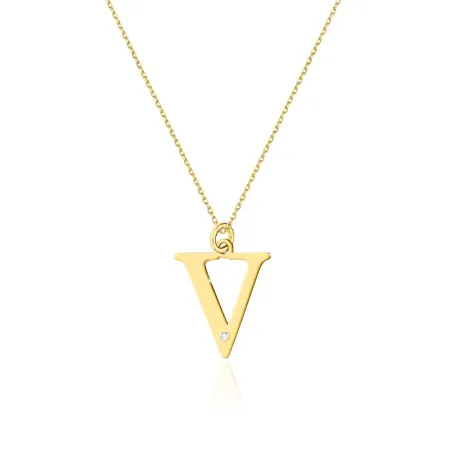 Złoty 585 Łańcuszek z Dużą Literką V Brylant