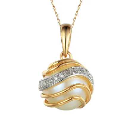 Złota Zawieszka Perła Diamenty Próba 585 Prezent