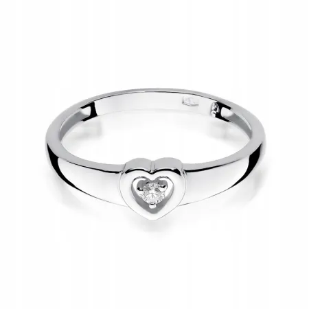 Złoty Zaręczynowy Pierścionek 585 Brylant Serce