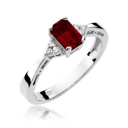 Złoty Pierścionek Granat Diamenty Próba 585 Grawer