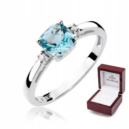Pierścionek 585 w Białym Złocie z Topazem 0,70ct