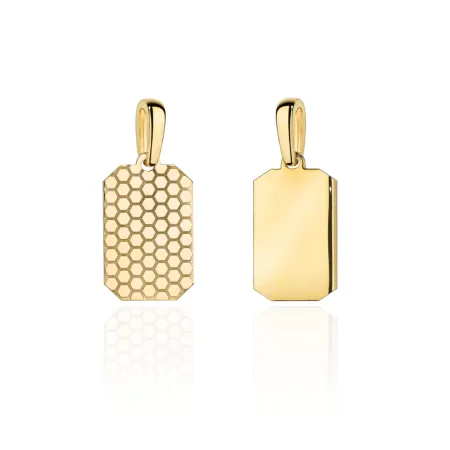 Złota 585 Zawieszka Dwustronna Blaszka Grawer 