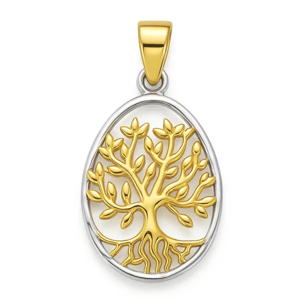 Złota Zawieszka Drzewko Szczęścia Owalne Diament