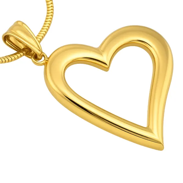 Złota Zawieszka Duże Serce Konturowane